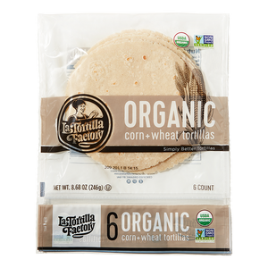 Organic, Non-GMO White Corn + Wheat Tortillas - 6 packages